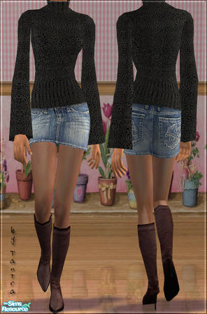 The Sims Resource Babydoll Jeans For Teens Set