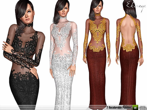 The Sims Resource Sequined Lace Dress