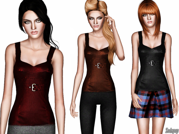 The Sims Resource Belted Leather Bustier Top