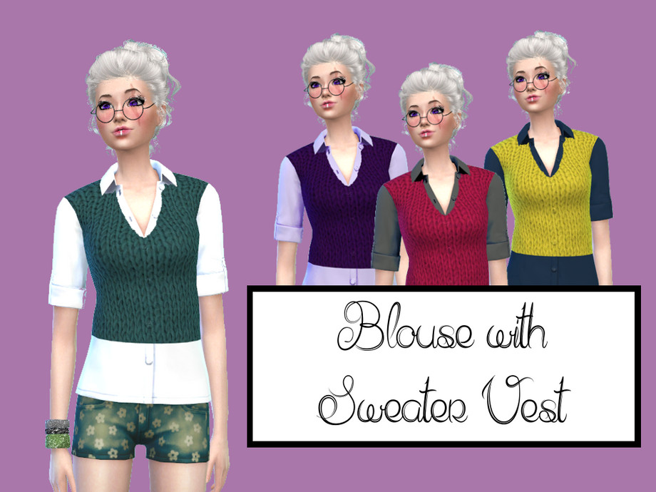 The Sims Resource Blouse With Sweater Vest