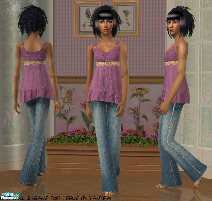 The Sims Resource Babydoll Jeans For Teens Plum