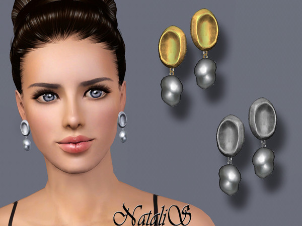 The Sims Resource NataliS TS3 Baroque Pearl Drop Earrings