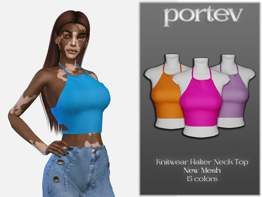 The Sims Resource Knitwear Halter Neck Top