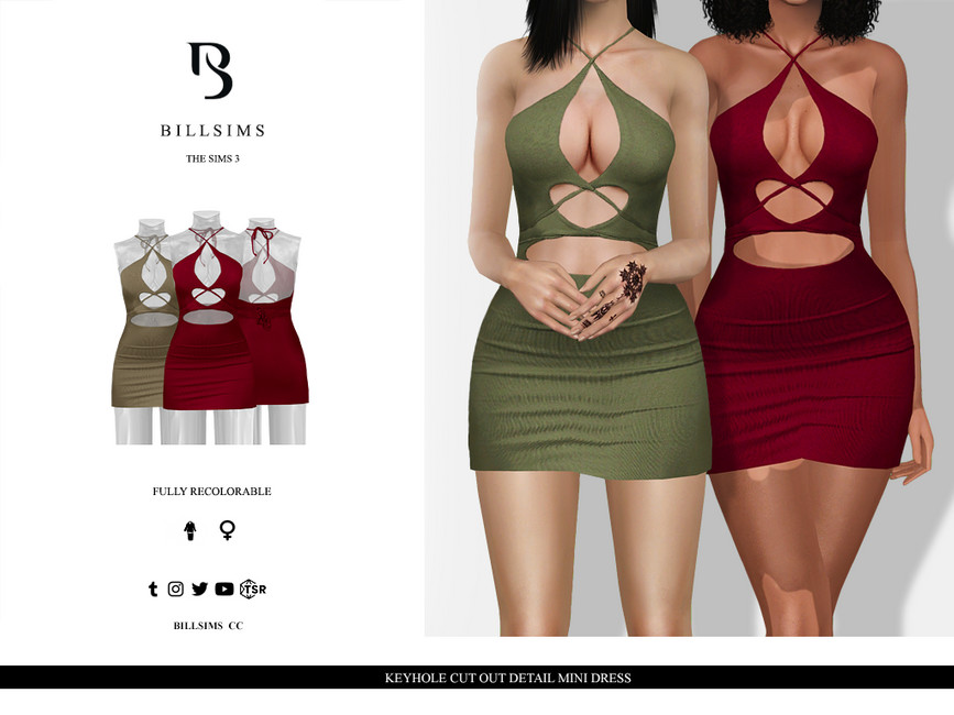 The Sims Resource Keyhole Cut Out Detail Mini Dress