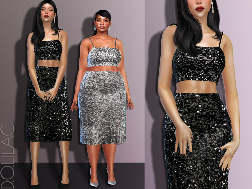 The Sims Resource Sequined Midi Skirt Do