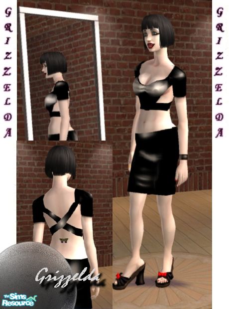 The Sims Resource Pvc Skirt W Criss Cross Top