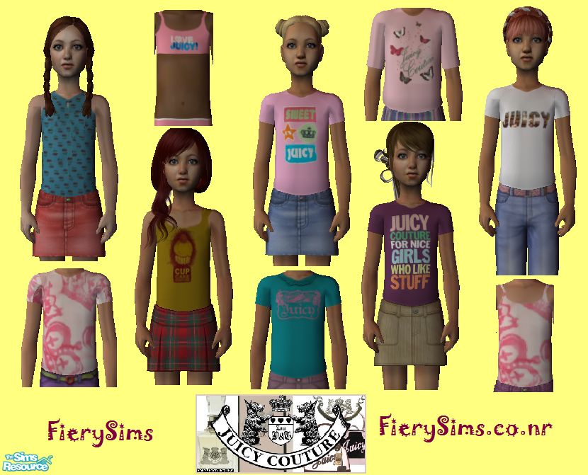 The Sims Resource - Juicy Couture Pink Child Top Shirts