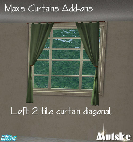 Loft Curtains 2tile Short Diagonal - The Sims Resource