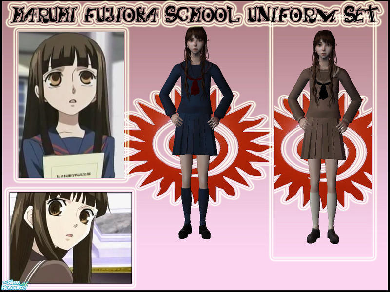 The Sims Resource - Ouran Host Club Haruhi Fujioka School Uniform Set
