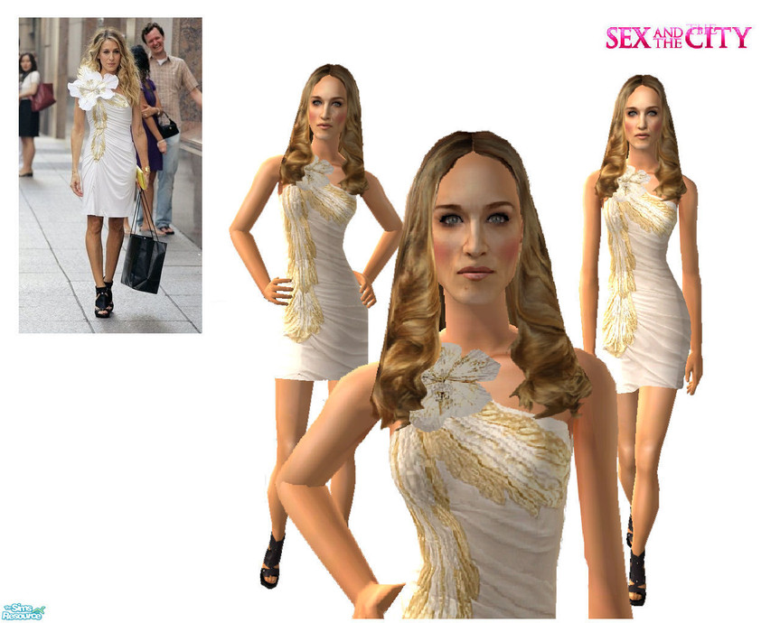 The Sims Resource - Carrie Bradshaw\'s white flower dress