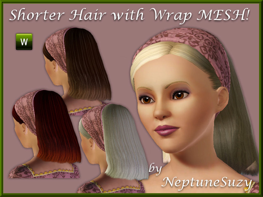 The Sims Resource - NSC Hair Mesh - Shorter Hair with Headband