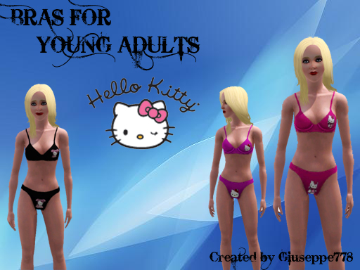 The Sims Resource - Top Bras for young adults Hello Kitty