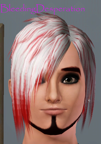 The Sims Resource - Emo Hair - White with Red Highlights