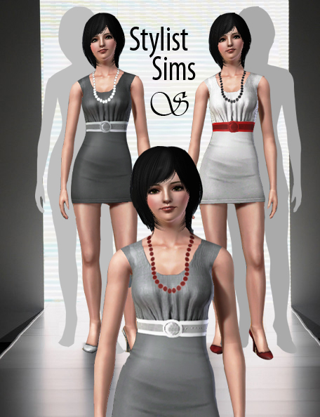 The Sims Resource - Belted Dress with Necklace