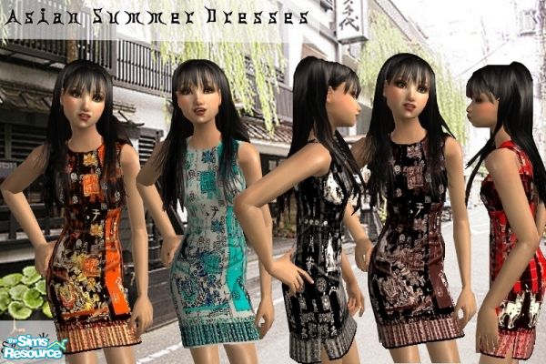 The Sims Resource - Teen Asian Summer Dresses