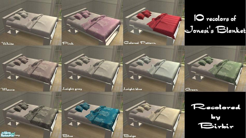 The Sims Resource - 10 Recolors of Jonesi's Blanket