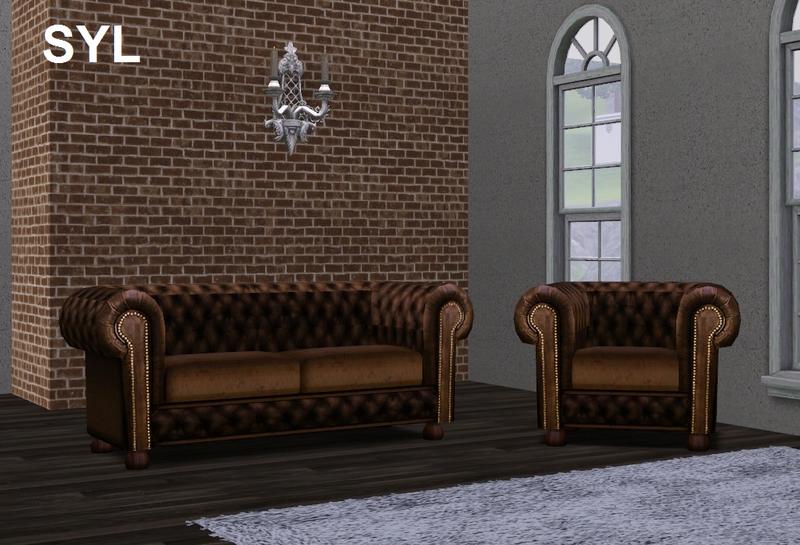 The Sims Resource - SYL Chesterfield Sofa Set