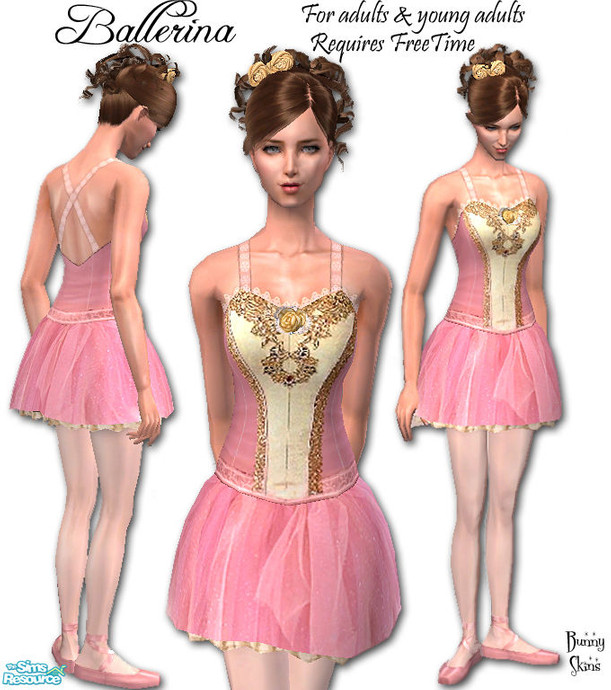 The Sims Resource - Ballerina: Pink and Gold Tutu