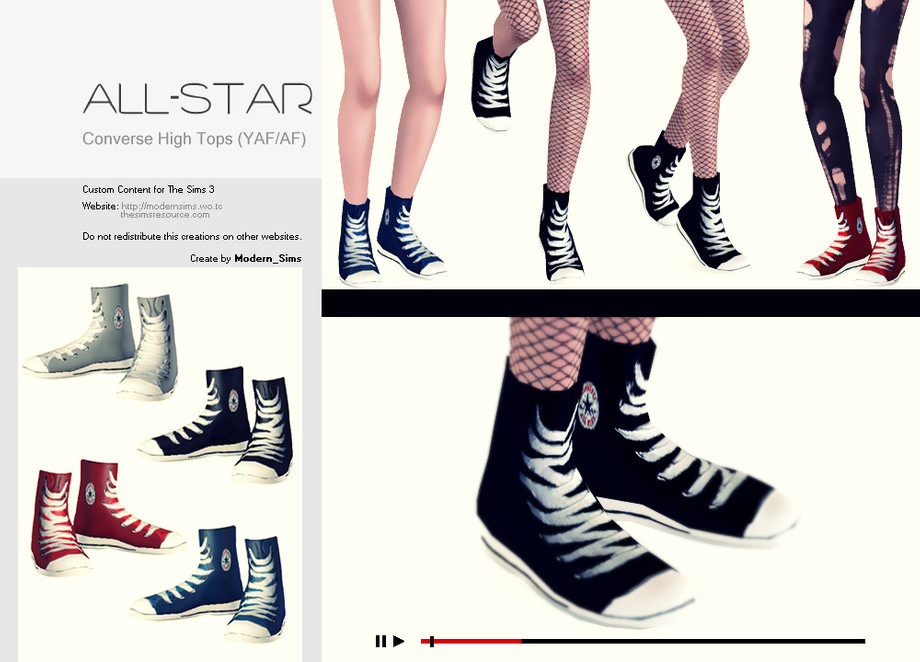The Sims Resource - Converse High Tops for Y/AF