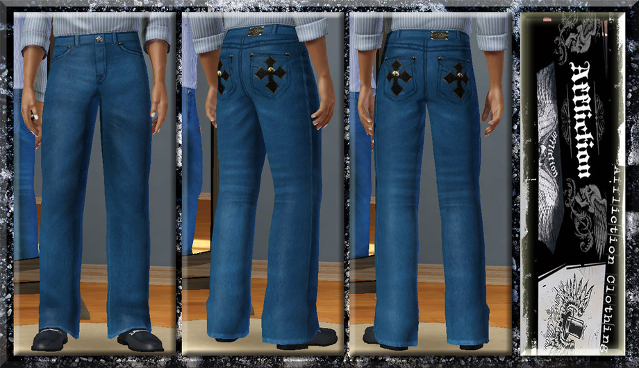 The Sims Resource - Affliction Cross Flap Rockford Jeans