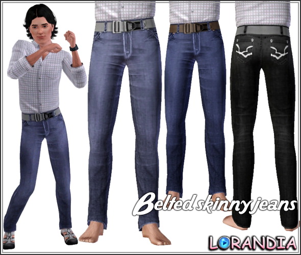 The Sims Resource - Belted Skinny Jeans for males