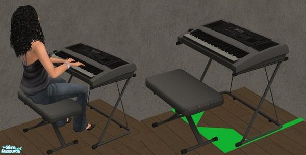 The Sims Resource - One Tile Base Game Piano with extras - One Tile Keyboard