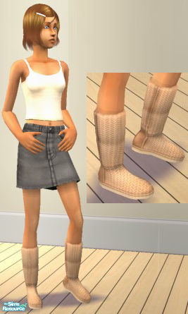 The Sims Resource - Crocheted Ugg Boots - Sand Crocheted Uggs