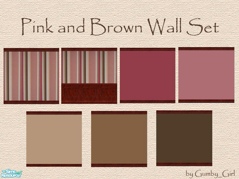The Sims Resource Pink And Brown Wall Set