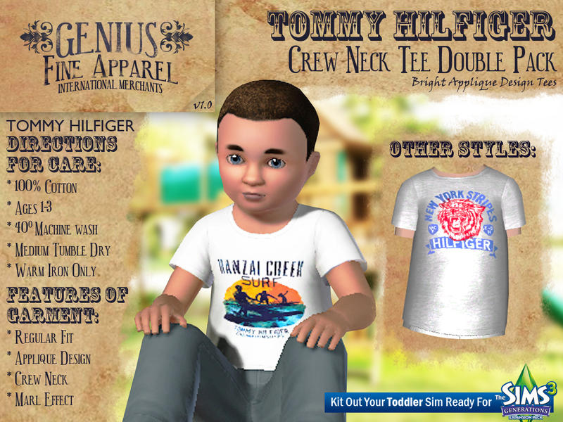 The Sims Resource - Tommy Hilfiger Crew Neck Tee Double Pack [by genius]