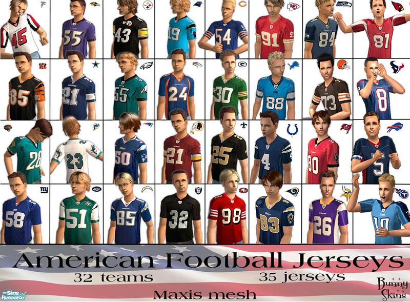 The Sims Resource - American Football Jerseys Superset