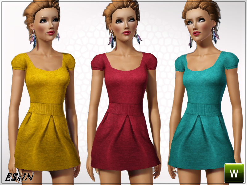 The Sims Resource - Puff Sleeve Knitted Dress
