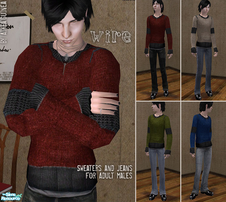 The Sims Resource - Wire - Sweaters and Jeans for Adult Males