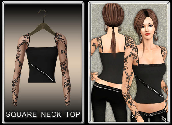 The Sims Resource - Lace Square Neck Top