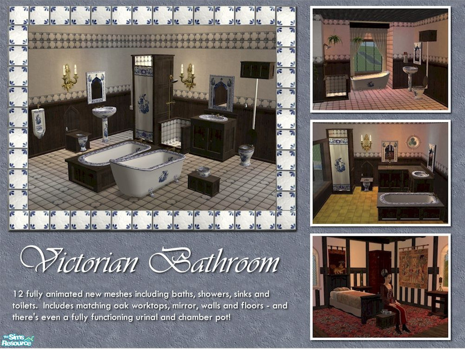 The Sims Resource - The Victorian Bathroom (Mesh Set - Blue)