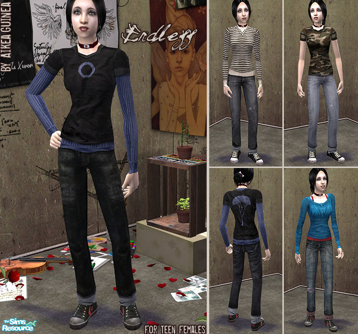 The Sims Resource - Endless - Sneakers with Jeans for Teen Females