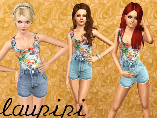 The Sims Resource - LP *TEEN* High Waisted Shorts Outfit