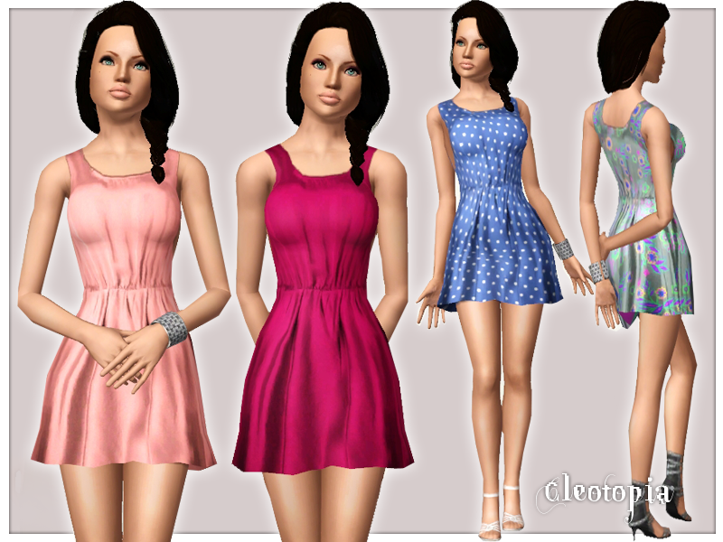 The Sims Resource - Summer Satin Ruffle Dress