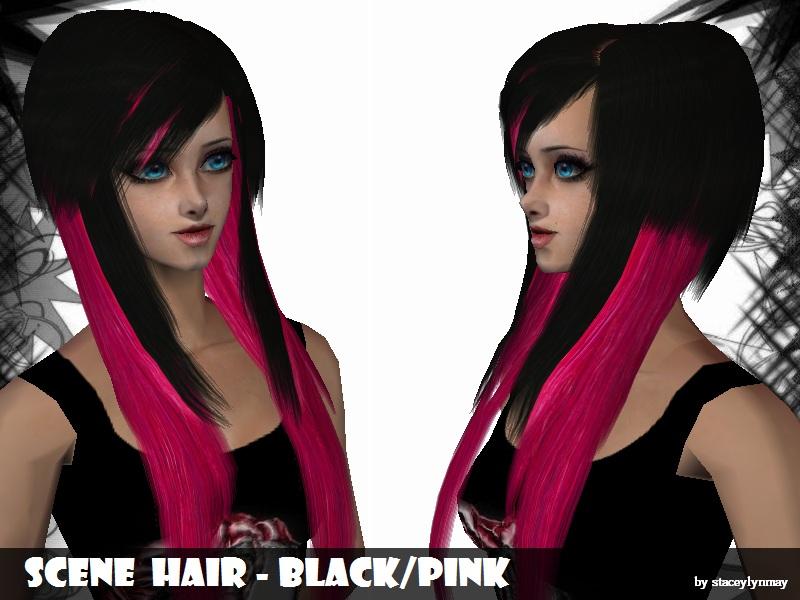 The Sims Resource - Scene Hair - Black/pink
