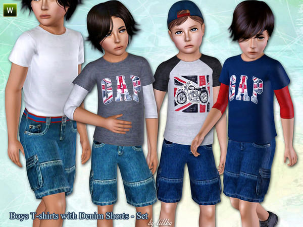 lillka's Boys T - Shirts with Denim Shorts - Set