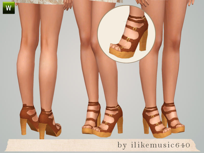 The Sims Resource - Strappy Buckled Heels AF