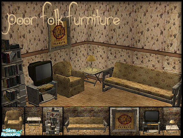 The Sims Resource - Poor Folk Furniture - Living Room