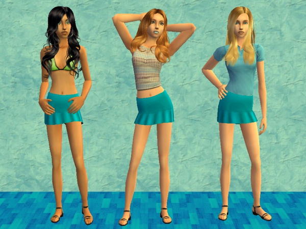 The Sims Resource - Teen Mini Skirt set - Blue