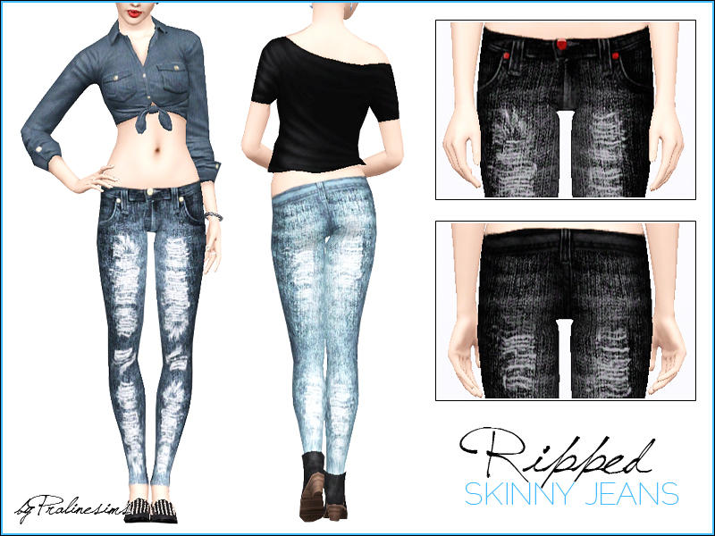 The Sims Resource - Ripped Skinny Jeans