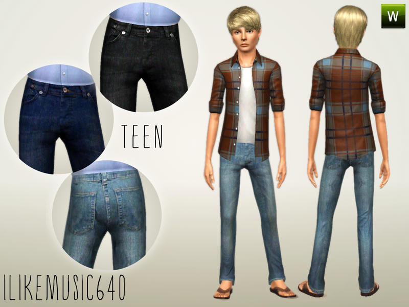 The Sims Resource - Teen Male Jeans 1