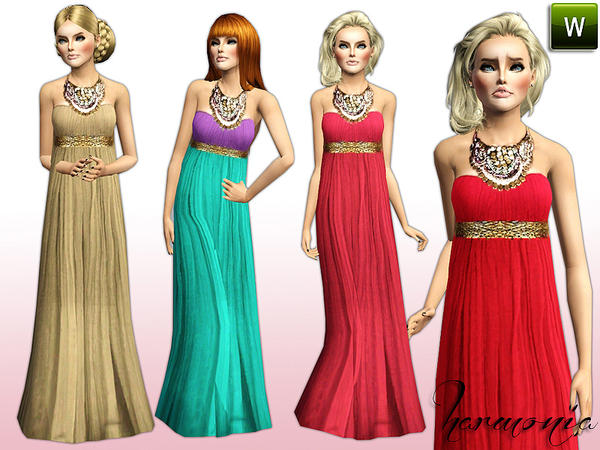 The Sims Resource - Xmas ~ Empire Line Gown