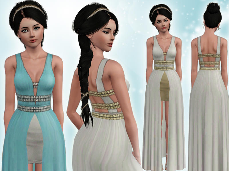 The Sims Resource - Embellished V-Neck Dress