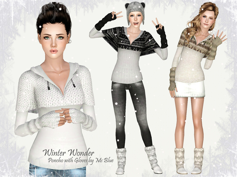 The Sims Resource - Winter Wonder Poncho with Gloves