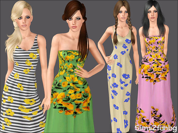 The Sims Resource 377 Floral Dresses