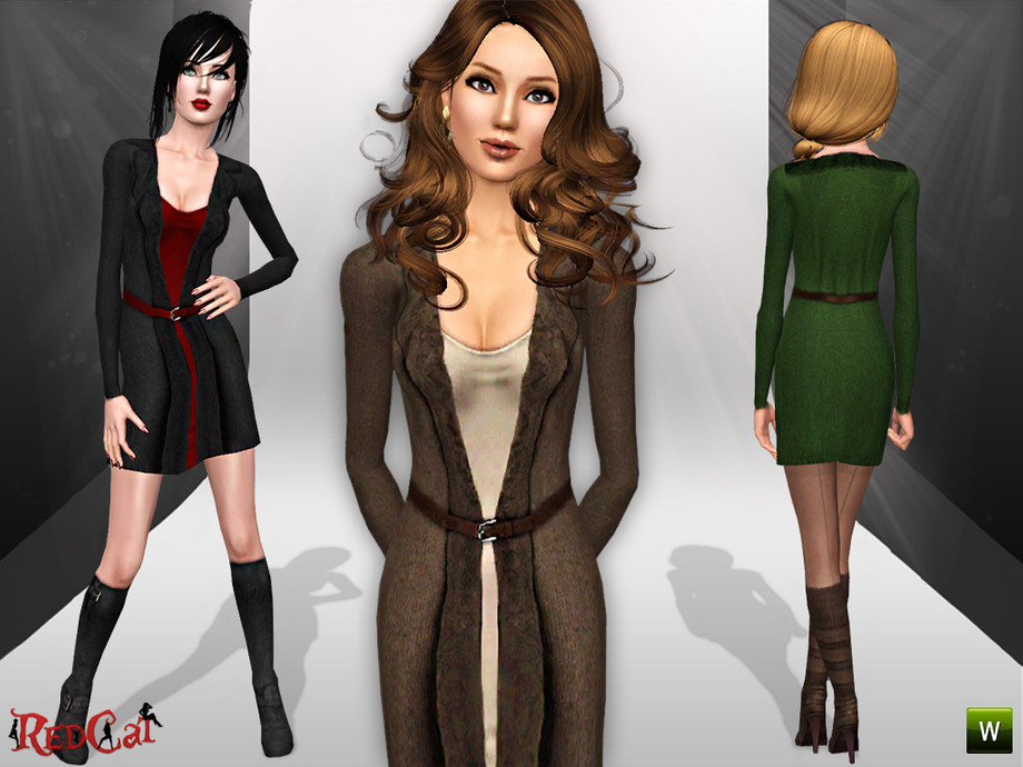 The Sims Resource - Long Cardigan with Dress