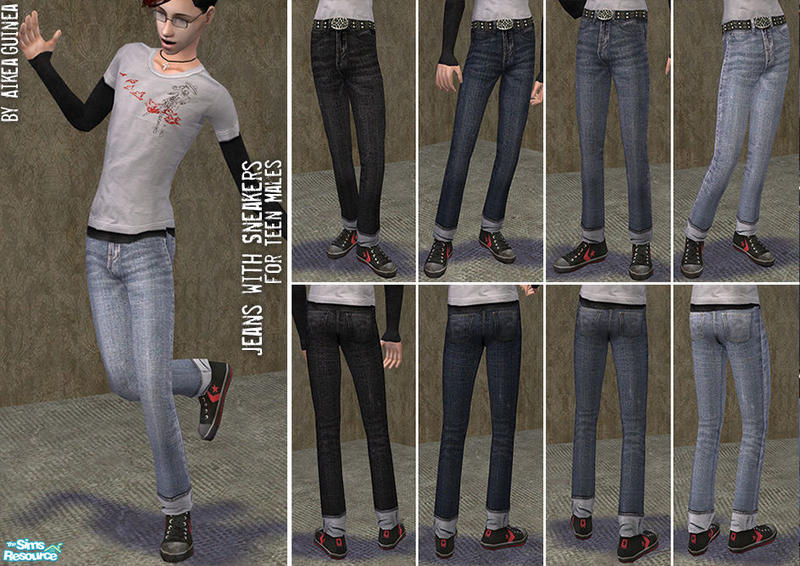 The Sims Resource - Jeans with Sneakers for Teen Males - Set 2